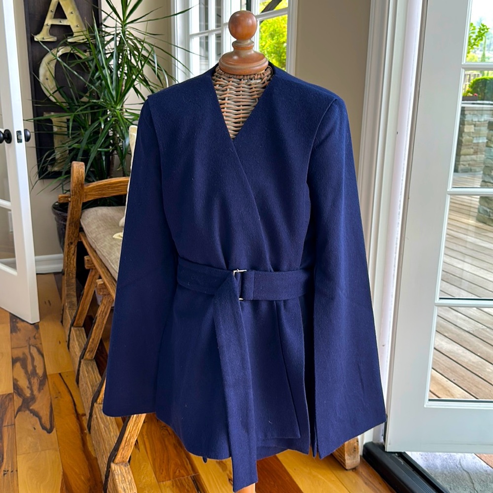 NWT - Cosette wool blazer/jacket with belt in Deep Blue Size M